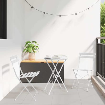 vidaXL - Opvouwbare - Bistroset - 3 - st - Wit - Staal