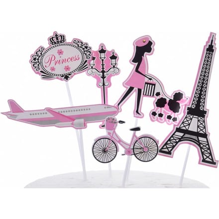 Toppers voor Taartdecoratie Parijs Vrouw Set 6St