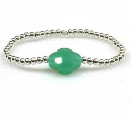 Heaven Eleven - dames - armband - 925 - zilver - groen - bloem - 17cm