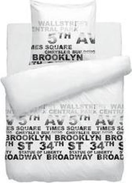HNL Pure Cotton Times Square Dekbedovertrek - Eenpersoons - 140x200/220 cm - Wit