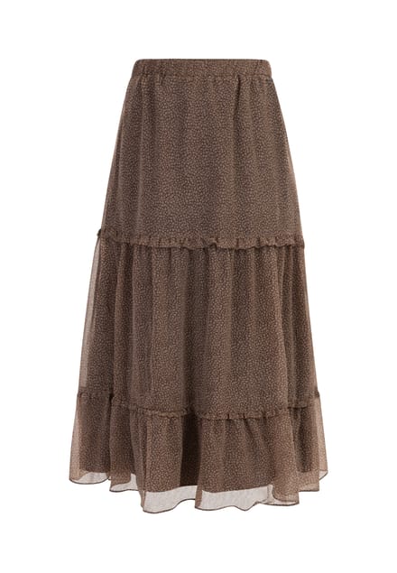 Dreimaster Maxi rok Dames bruin-gebroken wit