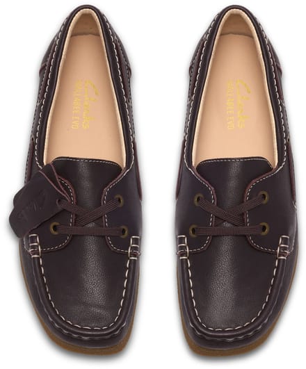 CLARKS WallabeeEVOSea Dames Veterschoenen - Dark Brown Lea