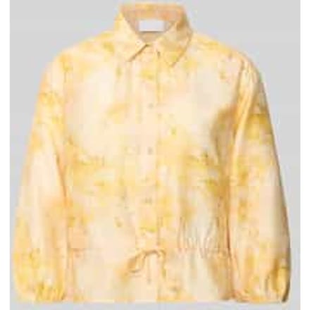 regular fit blouse van mix van linnen en lyocell met 3/4-mouw
