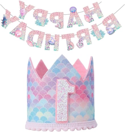 Dailygoods- Verjaardagsbanner Zeemeermin Thema - Feestdecoratie