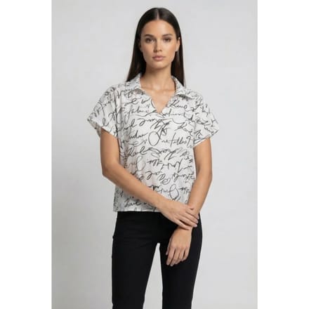 Karl Lagerfeld Scribble Aop Cotton Voile Blouse Maat: 38 | Blouses Outlet | Dames | Wit