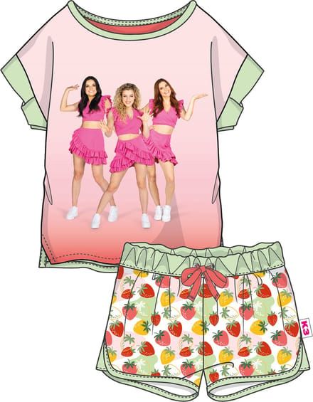 K3 shortama Strawberry Roze/Groen Maat 110/116