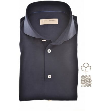 John Miller Overhemd Plain Color Cotton Tricot Navy / male
