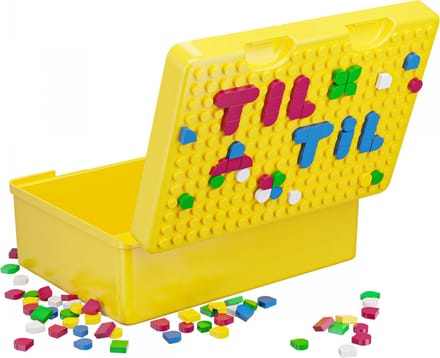 Lunchbox voor kinderen met kleurige blokjes - lego - kleur geel