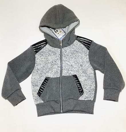 S&C vest - met imitatieleren accenten - grijs - maat 164