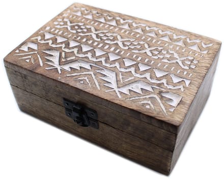 White Washed Wooden Box - 6x4 Slavic Design