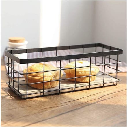 Multifunctionele metalen opbergmand voor fruit en brood – Zwart