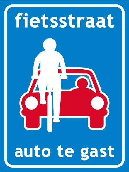 Fietsstraat auto te gast bord - Aluminium - 30 x 40 cm - Weerbestendig