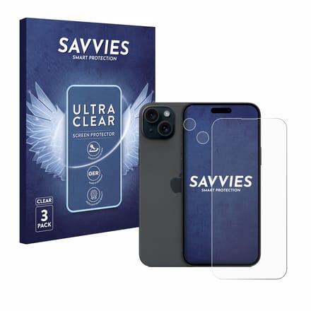 Savvies - Screenprotector voor Apple iPhone 15 Plus (Voor+Camera) - Folie Beschermfolie transparant 6 Stuks