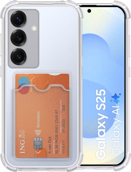 Hoesje Geschikt Voor Samsung Galaxy S25 - met pashouder - Shockproof case - Arara backcover - transparant