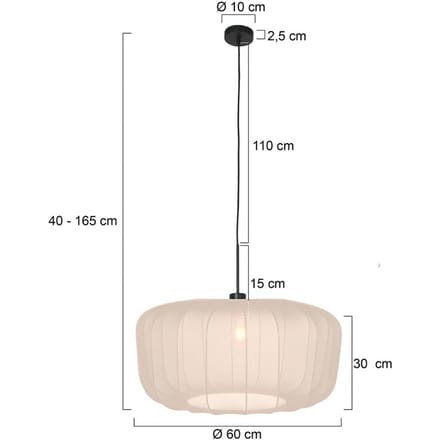 Hanglamp Sparkled Light Zwart Metaal/Textiel Hoogte-instelbaar 3602ZW + K41931S