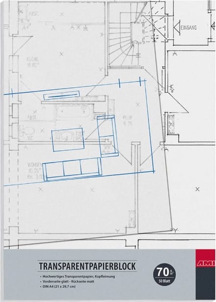 Calqueerpapier - kalkpapier - blok 50 vel - A4 / 70 gr.