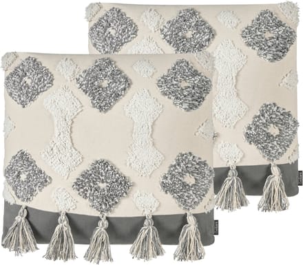 ALOCASIA - Sierkussen set van 2 - Grijs - 45 x 45 cm - Katoen