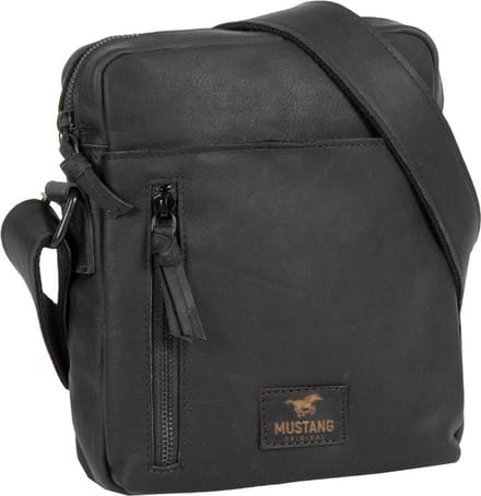 MUSTANG Leren Schoudertas San Marino Crossover Bag Black Zwart
