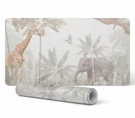 Exotische jungle bureauonderlegger voor grafisch ontwerpers en vormgevers 90x45 cm