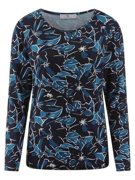 Shirt ronde hals Van Peter Hahn blauw
