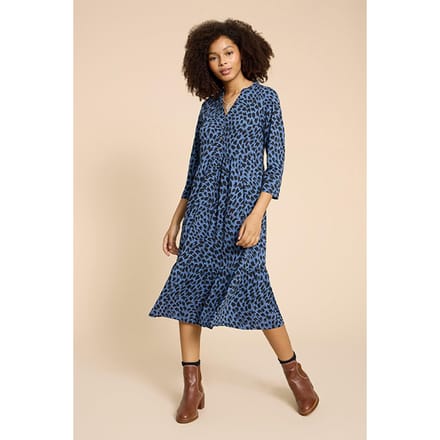 White Stuff Naya Jersey Dre Blue Printed Taglia: 16 REGULAR | Abiti Midi Outlet | Donna | Blu