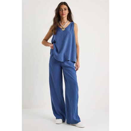 V-hals Katoenen Blouse-Broek Twee-delige Set