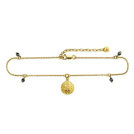 cai Fußkette 925/- Sterling Silber vergoldet Hematit Münze