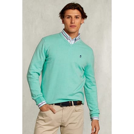 River Woods Normal Fit Basic Cotton V-neck Pullover Gimlet Mix Green Taglia: S | Maglioni a maglia Outlet | Uomo | Verde