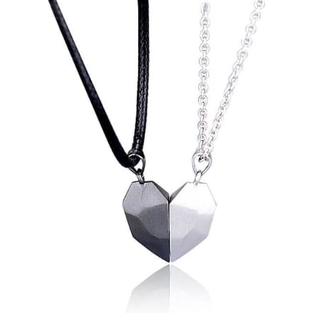Collier - YWEI - 2 pièces - Argent - Minimaliste - Amoureux Magnétique gray