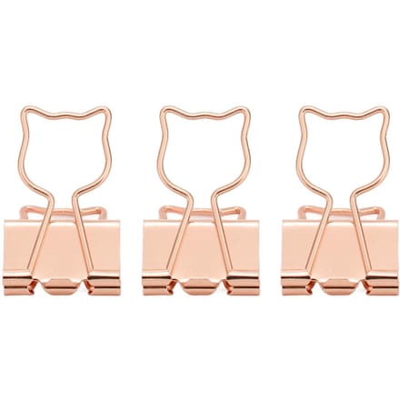 100 stuks Binderclips Katvorm Metaal IJzer Hol Compact Draagbaar Leuke Binderclips voor Documenten rosé gouden kleur