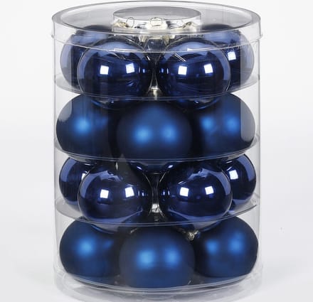 Inge Goods Kerstballen set - 20x stuks - donkerblauw - glas - 6 cm - glans en mat - kerstversiering