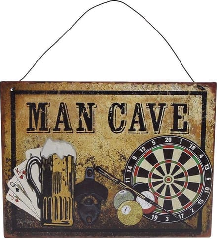 Wandversiering "Man cave" metaal 20x15cm
