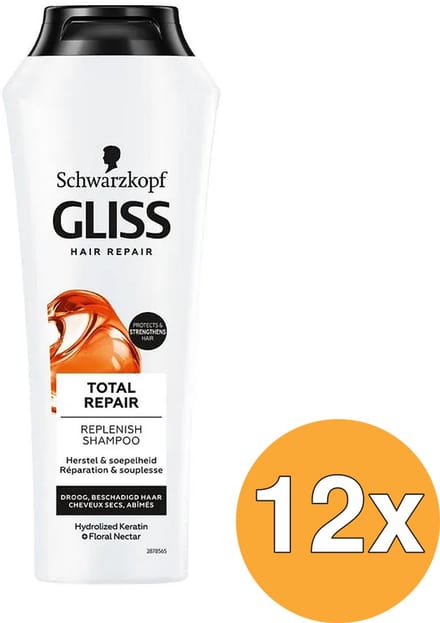 12x Gliss Kur Shampoo Total Repair (250 ml)