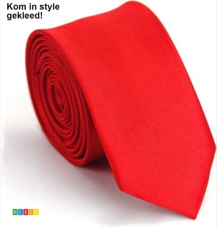 *** Skinny Stropdas 5cm Breed - Effen - 145cm - Rood - Gala - Trouwerij - Feestje - Heble® ***