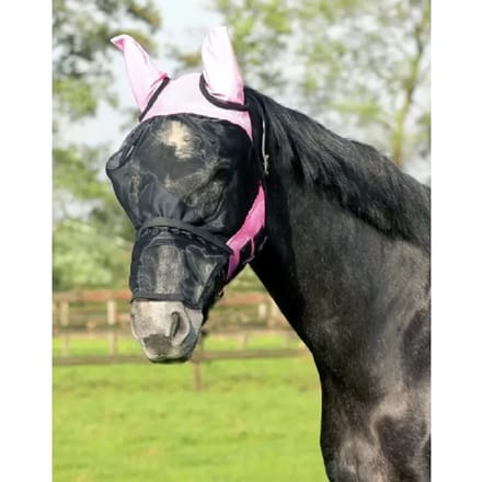 QHP Vliegenmasker Met Afneembare Neusflap Roze - Mini Shetlanderlander