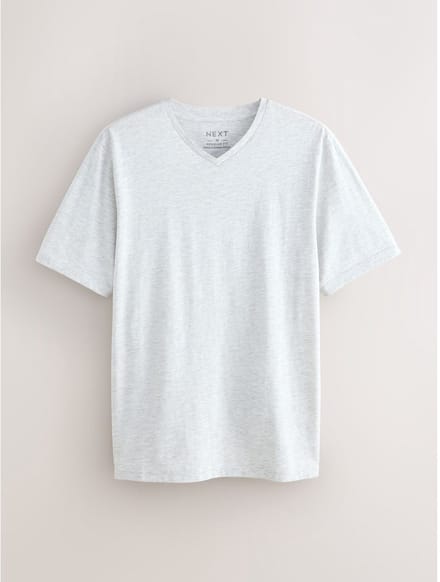 Next - Heren - Onmisbaar T-shirt met V-hals en standaard pasvorm - Grijs