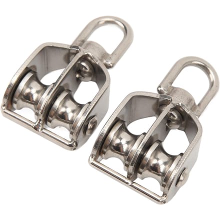2 stuks Hef Dubbele Katrolblok Zware Uitvoering RVS Roller M15 Staalkabel Kraan Hangen 35KG Belasting