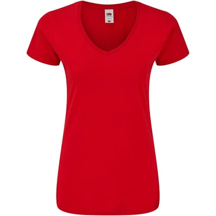 Dames-T-shirt met V-hals Fruit of the Loom Iconic 150