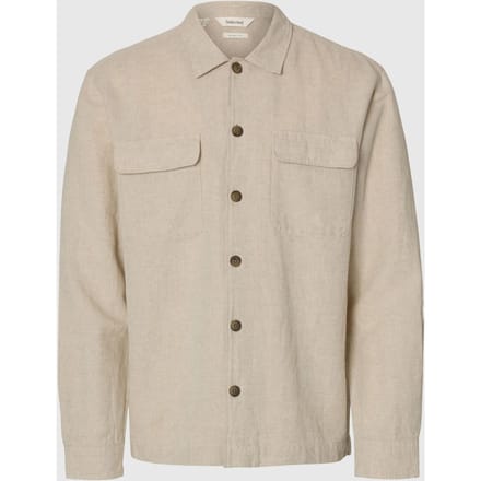 Hemdjack met relaxed fit van mix van katoen en linnen model 'LEROY'