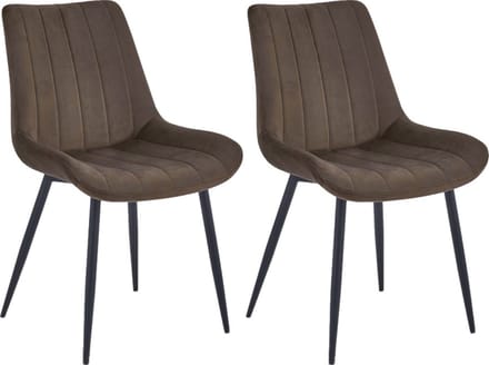 Colenis® - Verta Eetkamerstoel - Set van 2 - Bruin - Velvet - Industrieel