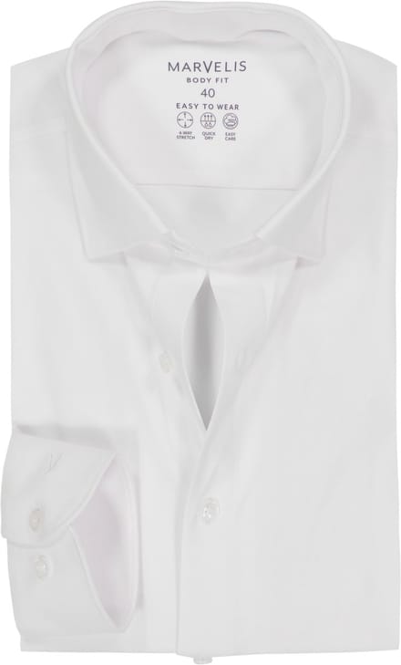 MARVELIS body fit overhemd - tricot - wit - Strijkvriendelijk - Boordmaat: 38