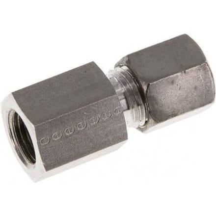 G 1/4'' x 6S RVS Rechte Knelfitting 630 Bar DIN 2353 - FL2S-FO-ST-014G-06-S