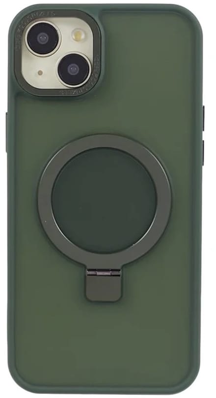 Cityhoesje - iPhone 15 Plus-14 Plus - Magnetic - Ring Holder Kickstand - Protective – Backcase - Groen