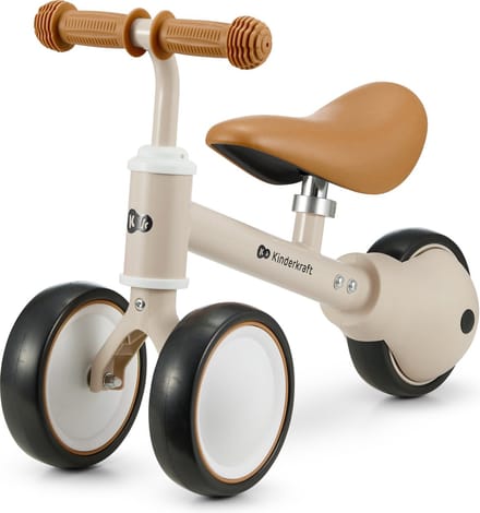 Kinderkraft CUTIE Driewieler Loopfiets – Vanaf 1 jaar – Lichtgewicht 1,8 kg – Antislip Handgrepen – Beige