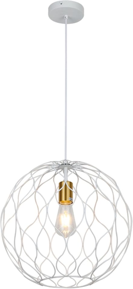 ONDA pendel 1x E27 Ø39cm wit + geborsteld goud