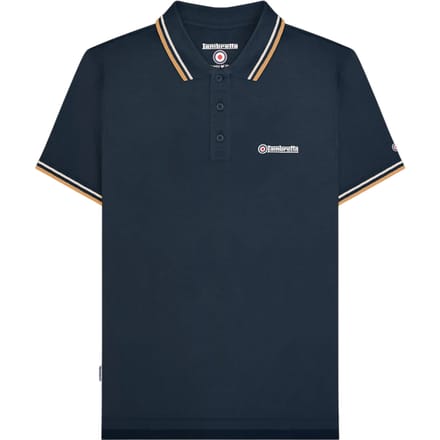 Lambretta Heren SS25 Twin Tip Poloshirt (Marine/Ashout/Tabak)