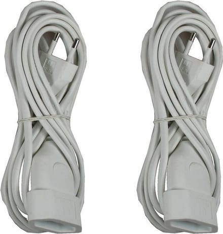 Benson Verlengsnoer - 3x stuks - wit - 3M - voor platte stekkers - randaarde - Tot 2300w