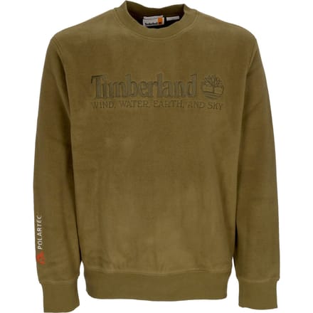 Lineair logo herensweatshirt met ronde hals, donker olijfgroen