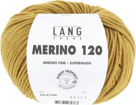Lang Yarns Merino 120 - 150 mosterdgeel - Merinowol Garen