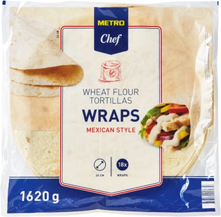 Metro Chef Tortilla Wraps | Pak van 18 Wraps | 30 Centimeter